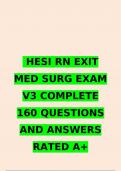 HESI RN EXIT MED SURG EXAM V3 COMPLETE 160 QUESTIONS AND ANSWERS RATED A+