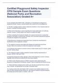 Certified Playground Safety Inspector CPSI Sample Exam Questions (National Parks and Recreation Association) Graded A+