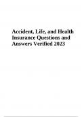 Life health and accident insurance Questions and Answers | Latest Update 2023/2024 (GRADED)
