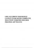 LIFE ACCIDENT INSURANCE EXAM WITH COMPLETE SOLUTION | LATEST VERIFIED 2023/2024 | GRADED