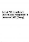 MHA 705 Healthcare Informatics Assignment 1 Answers 2023 (Essay)