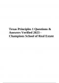 Texas Principles Champions School of Real Estate Questions & Answers 2023/2024 (GRADED A+)