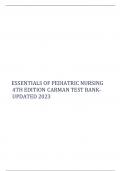 ESSENTIALS OF PEDIATRIC NURSING 4TH EDITION CARMAN TEST BANK&period; ALL CHAPTERS INCLUDED 