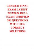 CIDESCO FINAL  EXAM LATEST  2023/2024 REAL EXAM VERIFIED  200 QUESTIONS WITH 100%  CORRECT  SOLUTIONS