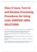 Class V Issue, Turn-In  and Residue Processing  Procedures for Using  Units VERIFIED 100%  SOLUTIONS