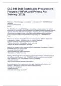 CLC 046 DoD Sustainable Procurement  Program &sol;&sol; HIPAA and Privacy Act  Training &lpar;2022&rpar;