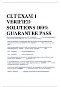 CLT EXAM 1  VERIFIED  SOLUTIONS 100%  GUARANTEE PASS