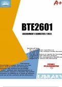 BTE2601 Assignment 4 (DETAILED ANSWERS) Semester 2 2023 - DUE 5 SEPTEMBER 2023
