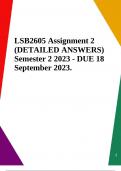 LSB2605 Assignment 2 (DETAILED ANSWERS) Semester 2 2023 - DUE 18 September 2023.