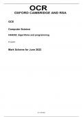 OCR GCE A LEVEL 2022 COMPUTER SCIENCE MARKSCHEMES H446-02 PAPER 2-H446/02: Algorithms and programming