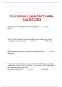 Hesi Entrance Exam A&P Practice Test 2023/2024