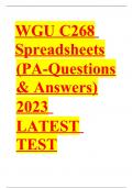 WGU C268 Spreadsheets&lpar;PA-Questions & Answers&rpar;2023