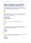 WGU C701 Masters Course Ethical Hacking Questions with answers