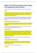 WGU C701 Ethical Hacking Total Tester Part questions with answers