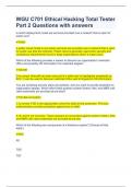 WGU C701 Ethical Hacking Total Tester Part 2 Questions with answers