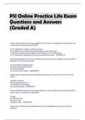 PSI Online Practice Life Exam  Questions and Answers  &lpar;Graded A&rpar;