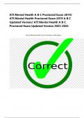 ATI Mental Health A B C Proctored Exam 2019&sol;  ATI Mental Health Proctored Exam 2019 A B C  Updated Version&sol; ATI Mental Health A B C Proctored Exam Updated Version 2023-2024 Clinical Mental Health Coun &lpar;University of Memphis&rpar;