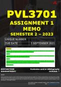 PVL3701 ASSIGNMENT 1 MEMO - SEMESTER 2 - 2023 - UNISA - DUE DATE&colon; - 5 SEPTEMBER 2023 &lpar;DETAILED MEMO &ndash; FULLY REFERENCED &ndash; 100&percnt; PASS - GUARANTEED&rpar;