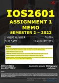 IOS2601 ASSIGNMENT 1 MEMO - SEMESTER 2 - 2023 - UNISA - DUE DATE: - 18 AUGUST 2023 (DETAILED MEMO – FULLY REFERENCED – 100% PASS - GUARANTEED)