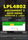 LPL4802 ASSIGNMENT 2 QUIZ MEMO - SEMESTER 2 - 2023 - UNISA - DUE DATE: - 31 AUGUST 2023 (100% PASS - GUARANTEED)