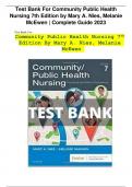 Test Bank For Community Public Health Nursing 7th Edition by Mary A. Nies, Melanie McEwen | Complete Guide 2023