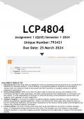 LCP4804 Assignment 1 (ANSWERS) Semester 1 2024 - DISTINCTION GUARANTEED
