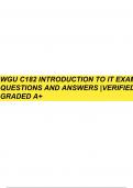 WGU C182 Pre- Assessment Introduction to IT 2023&sol; 2024 Exam &vert;Actual Exam Questions and Verified Answers &vert; A Grade