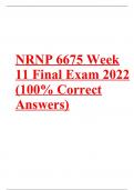 NRNP 6675 Week 11 Final Exam 2022 (100% Correct Answers). 