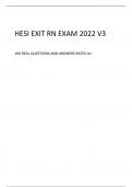 HESI EXIT RN EXAM 2022 V3   160 REAL QUESTIONS AND ANSWERS RATED A+