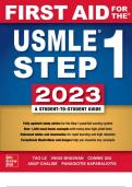First Aid for the USMLE Step 1 2023: A Student-to-Student Guide 33rd Edition byTao Le, Vikas Bhushan, Connie Qiu, Caroline Coleman, And Kimberly Kalliano. ISBN 978-1-264-94662-4. (Complete Download in 849 Pages)) 