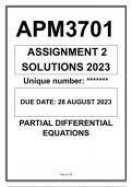 APM3701 ASSIGNMENT 2 SOLUTIONS 2023 UNISA PARTIAL DIFFERENTIAL EQUATIONS 