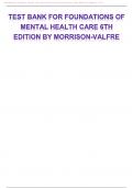 Foundations of Mental Health Care 8th Edition by Morrison-Valfre Test Bank All Chapters 1-33