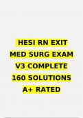 HESI RN EXIT MED SURG EXAM V3 COMPLETE 160 SOLUTIONS QUESTIONS AND ANSWERS A+ RATED