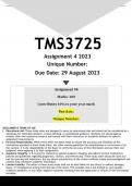 TMS3725 Assignment 4 (ANSWERS) 2023 - DISTINCTION GUARANTEED