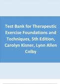 Test Bank for Therapeutic Exercise Foundations and Techniques, 5th Edition, Carolyn Kisner, Lynn Allen Colby