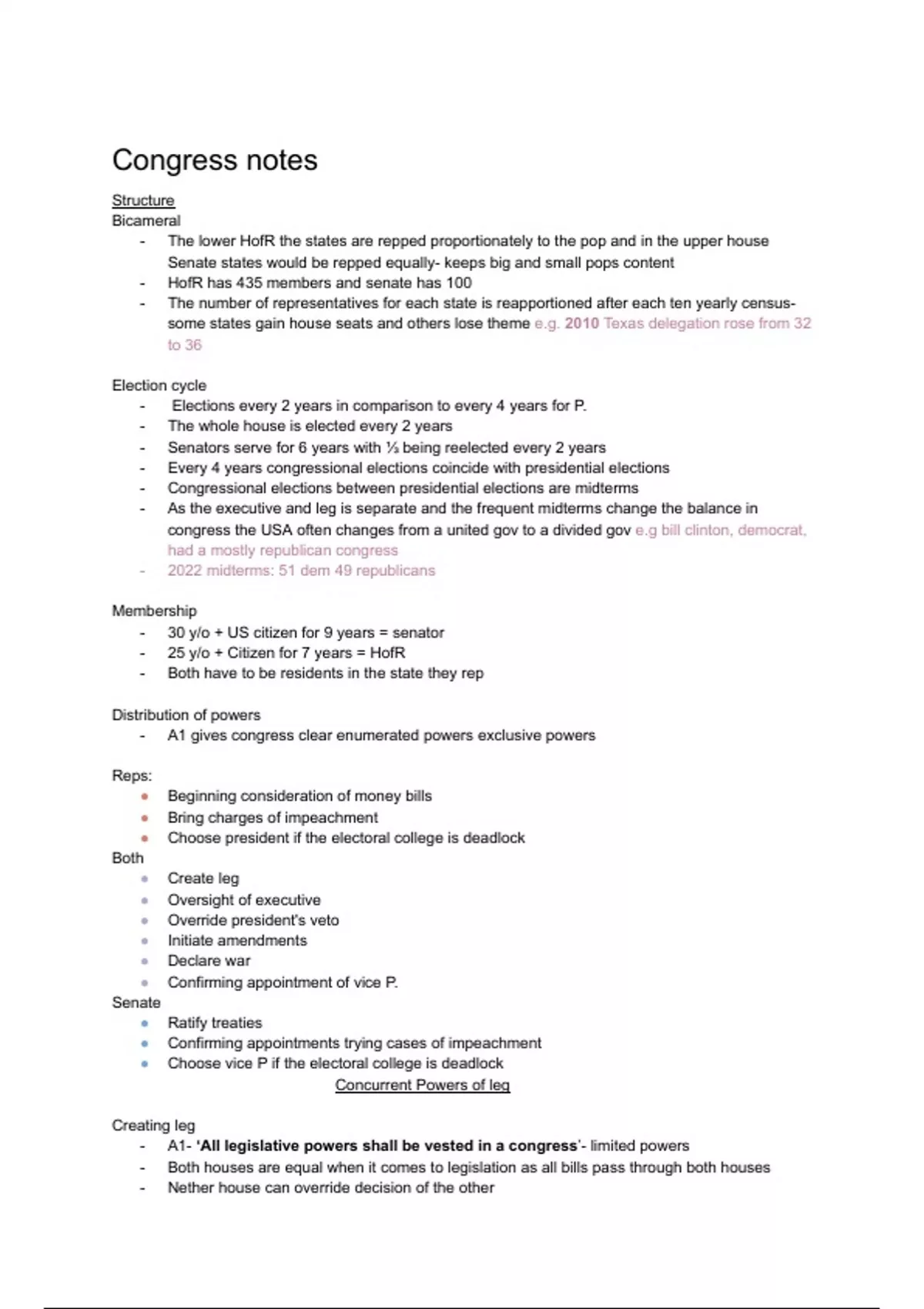 Summary Edexcel A Level US Government and Politics- notes and plans on ...