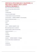 OPENSTAX PSYCHOLOGY CHAPTERS 1-4 MULTIPLE CHOICE 2023 LATEST UPDATE GRADED A&plus; 