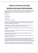 Defense mechanisms Exam 2023  Questions And Answers With Rationales 