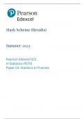 Pearson Edexcel GCE In Statistics &lpar;9ST0&rpar;Paper 03 Statistics In Practice SUMMER JUNE 2023&lpar; MARK SCHEME&rpar;