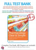 Test bank for Pharmacology Clear and Simple A Guide to Drug Classifications and Dosage Calculations 4th Edition by Cynthia J. Watkins | 2022/2023 | 9781719644747 | Chapter 1-21  | Complete Questions and Answers A+