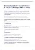 RISK MANAGEMENT BASIC COURSE Q &A &lpar; 2023&rpar; Already Graded To Pass&excl;&excl;