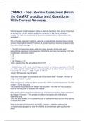 CAMRT - Test Review Questions (From the CAMRT practice test) Questions With Correct Answers.