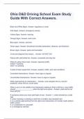 Ohio D&D Driving School Exam Study Guide With Correct Answers&period;