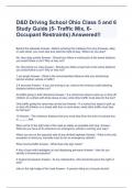 D&D Driving School Ohio Class 5 and 6 Study Guide &lpar;5- Traffic Mix&comma; 6- Occupant Restraints&rpar; Answered&excl;&excl;