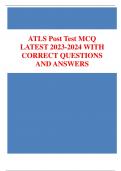 ATLS Post Test. MCQ With Answers 2023|2024 Updated WITH VERIFIED SOLUTIONS RATED A+