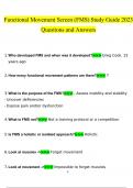      Functional Movement Screen &lpar;FMS&rpar; Study Guide  questions and answers Latest 2023 - 2024 100&percnt; correct answers