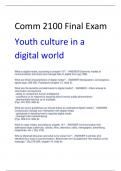 Comm 2100 Final Exam Youth culture in a  digital world