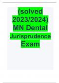 (solved 2023/2024) MN Dental Jurisprudence Exam