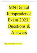 MN Dental Jurisprudence Exam 2023 | Questions & Answers