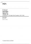 AQA A-level HISTORY 7042&sol;1A Component 1A JUNE 2023 MARK SCHEME&colon; The Age of the Crusades&comma; c1071&ndash;1204